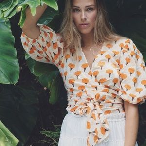 AISH Yellow Marigold Wrap Blouse